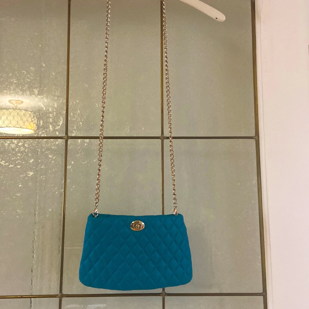 Guess by Marciano teal leather crossbody bag with removable chain